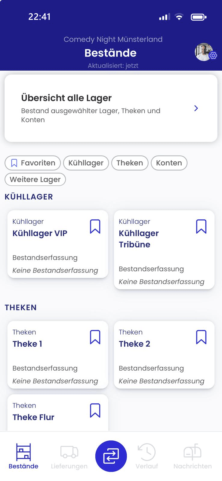 Die App von palooza – Screenshot der Benutzeroberfläche